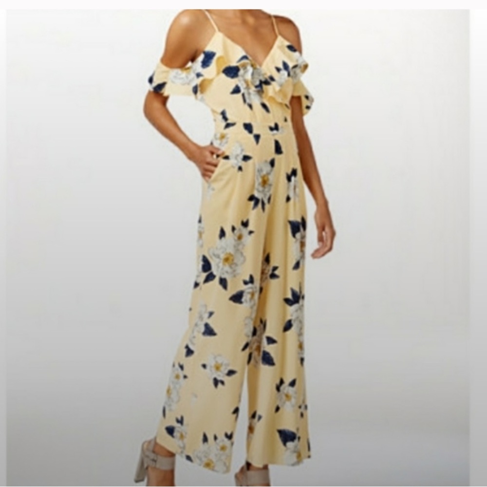 JOA Pale yellow floral jumpsuit